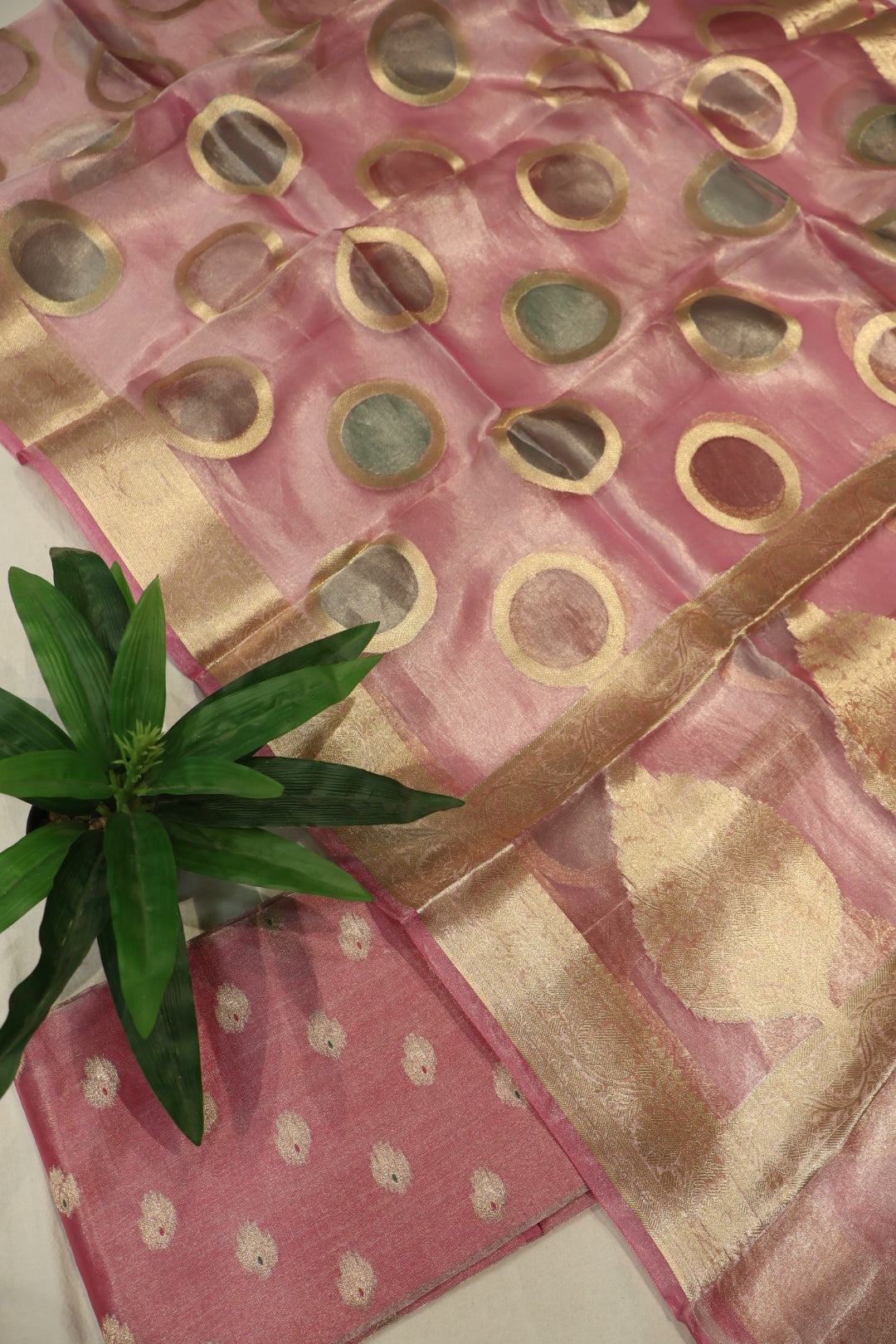 Pink Silver Banarasi Pure Tissue Silk Meenakari Woven Unstitched Suit Set With Pure Tissue Silk Woven Rangkat Dupatta The Banarasee Aura