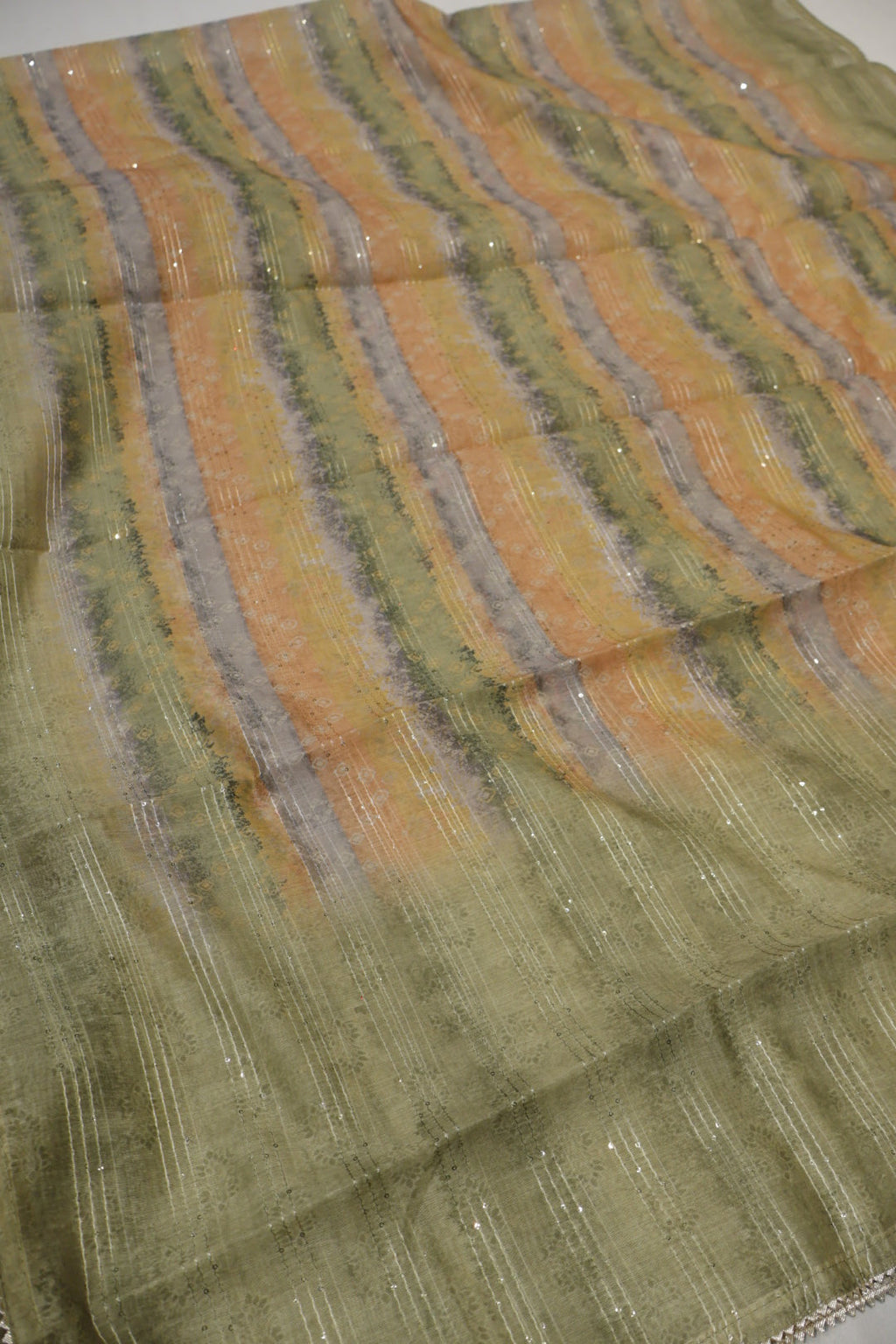 Green Chanderi Embroidered Unstitched Suit Set With Chanderi Digital Printed Dupatta The Banarasee Aura