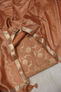 Rust Banarasi Pure Chiniya Silk Woven Unstitched Suit Set With Pure Chiniya Silk Sona Roopa Woven Dupatta The Banarasee Aura