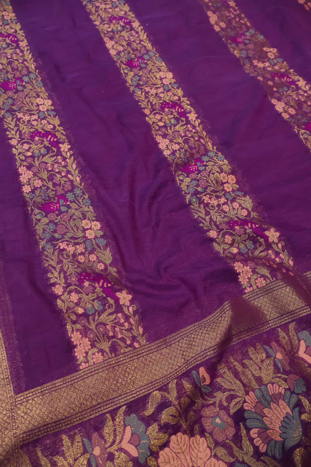 Purple Cotton Silk Meenakari Woven Unstitched Banarasi Suit Set The Banarasee Aura