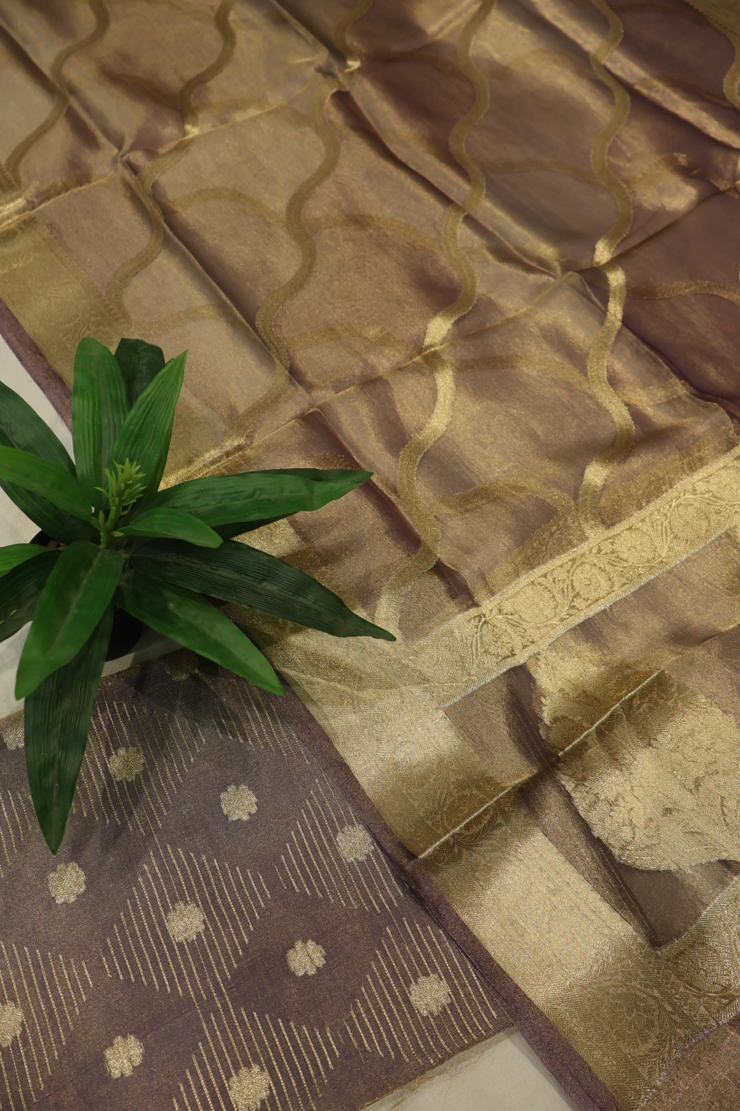 Purple Golden Banarasi Pure Tissue Silk Woven Unstitched Suit Set With Pure Tissue Silk Woven Rangkat Dupatta The Banarasee Aura