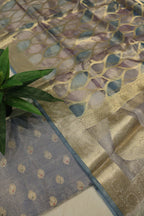 Lavender Blue Silver Banarasi Pure Tissue Silk Meenakari Woven Unstitched Suit Set With Pure Tissue Silk Woven Rangkat Dupatta The Banarasee Aura