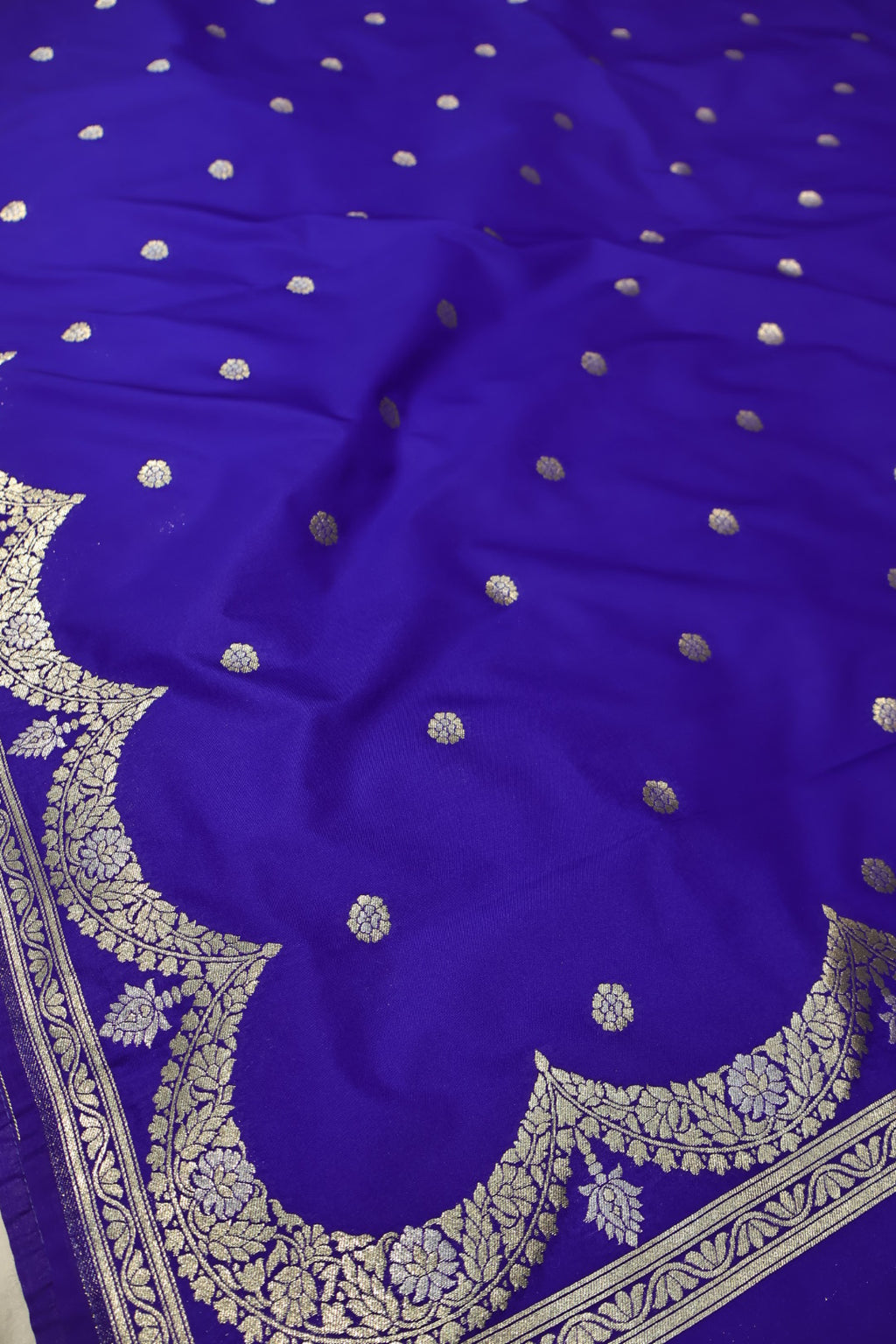 Royal Blue Katan Silk Sona Roopa Woven Unstitched Banarasi Suit Set