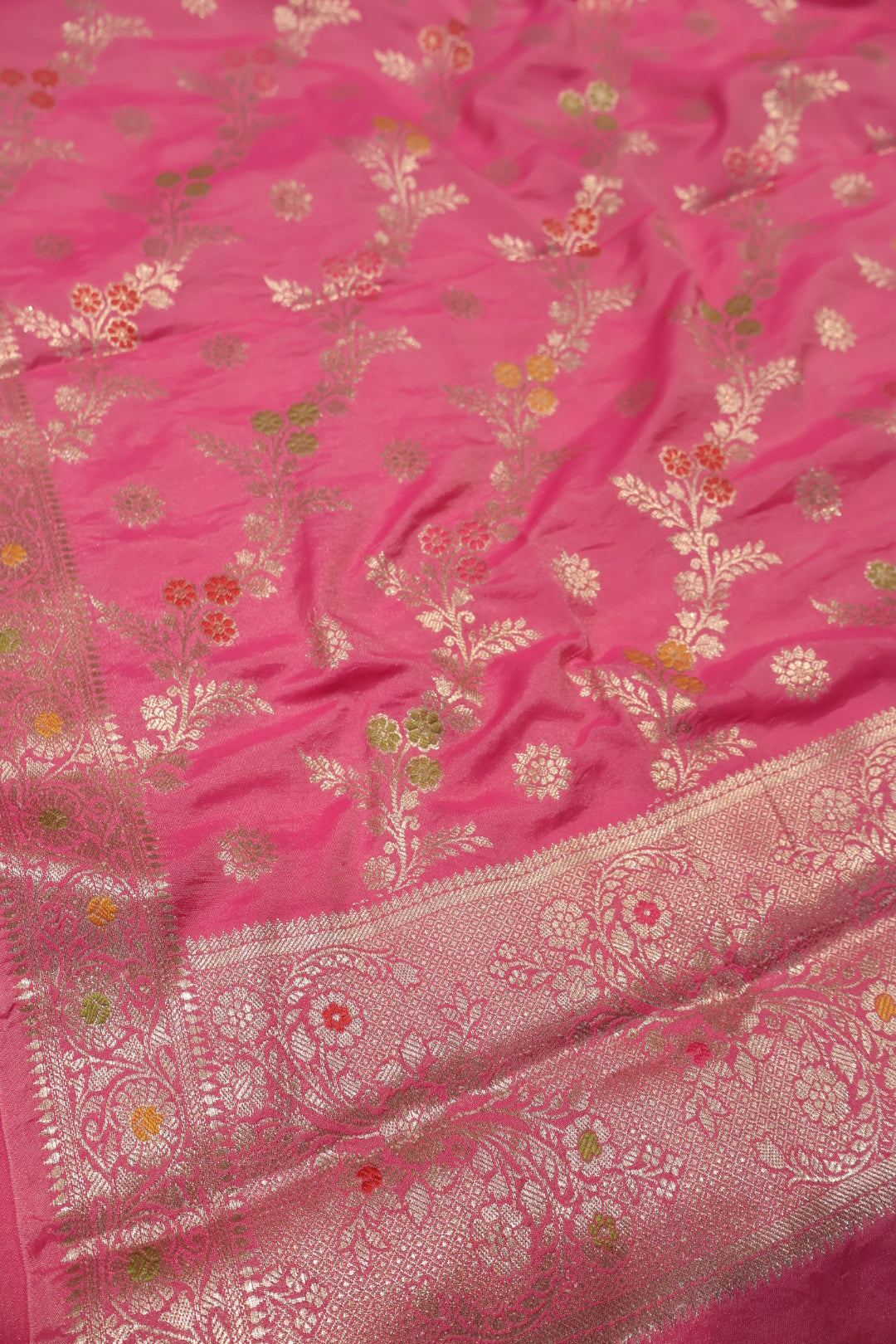 Pink Satin Silk Tilfi Meenakari Woven Unstitched Banarasi Suit Set The Banarasee Aura