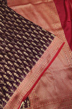 Deep Maroon Pure Mal Chanderi Banarasi Golden Zari Weaved Saree With Blouse The Banarasee Aura