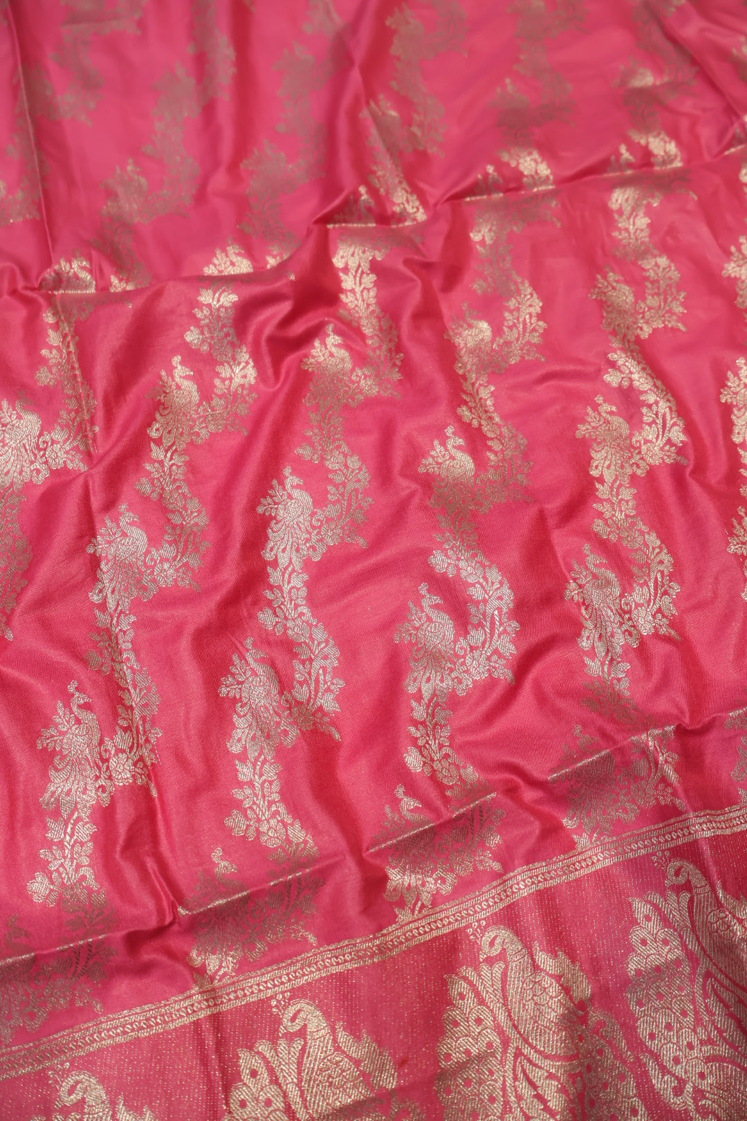 Fuchsia Pink Katan Silk Shikargah Woven Unstitched Banarasi Suit Set The Banarasee Aura