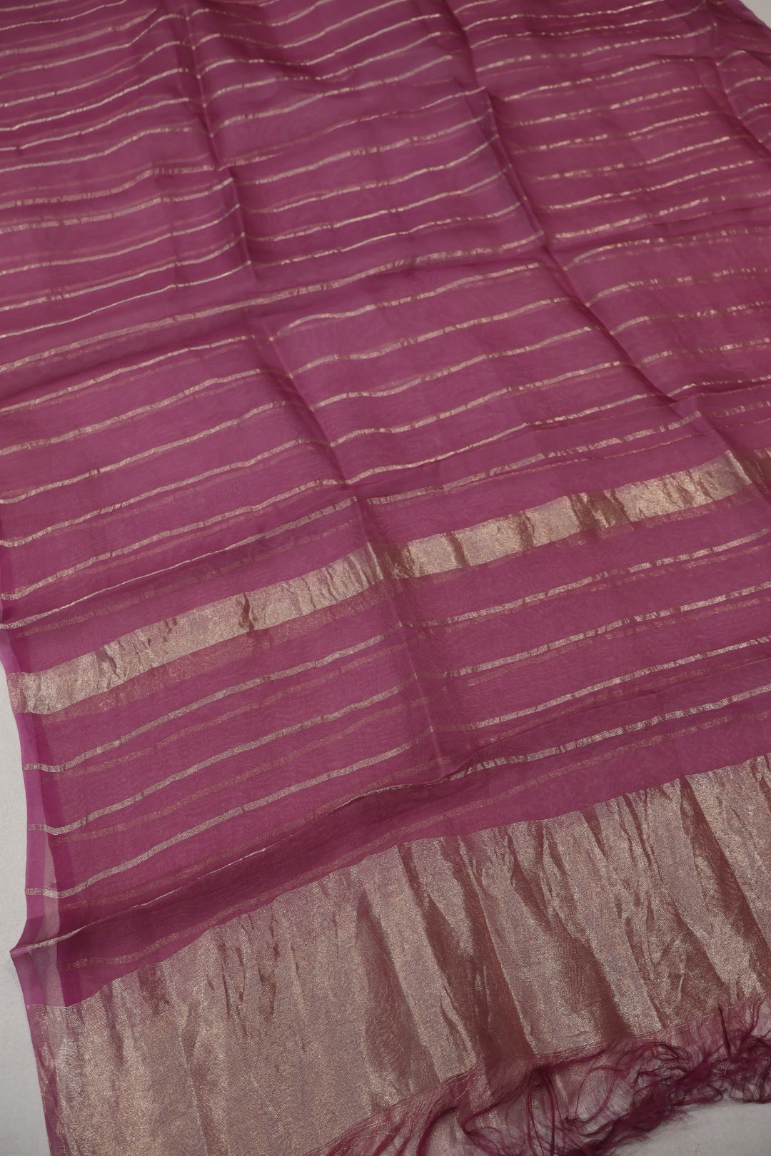 Purple Wine Banarasi Pure Tissue Silk Hand Embroidered Unstitched Suit Set with Pure Tissue Organza Stripes Dupatta The Banarasee Aura