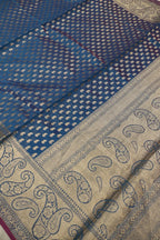 Royal Blue - Magenta Chanderi Silk Banarasi Zari Weaved Saree With Blouse The Banarasee Aura