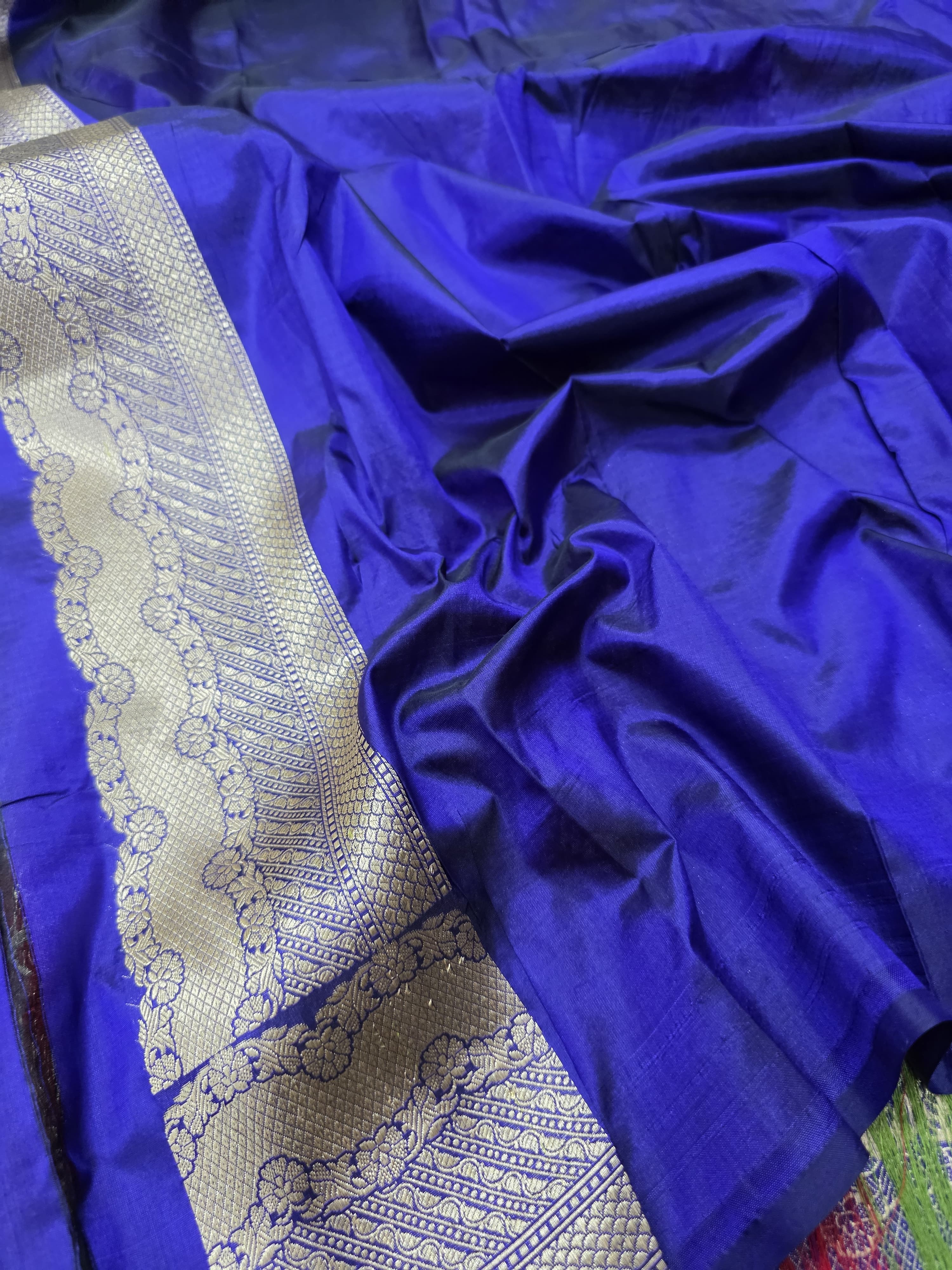 Royal Blue Pure Katan Silk Banarasi Handloom Saree With Blouse The Banarasee Aura