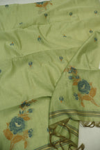 Green Banarasi Chanderi Silk Blend Jamdani Woven Unstitched Suit Set With Chanderi Woven Dupatta The Banarasee Aura