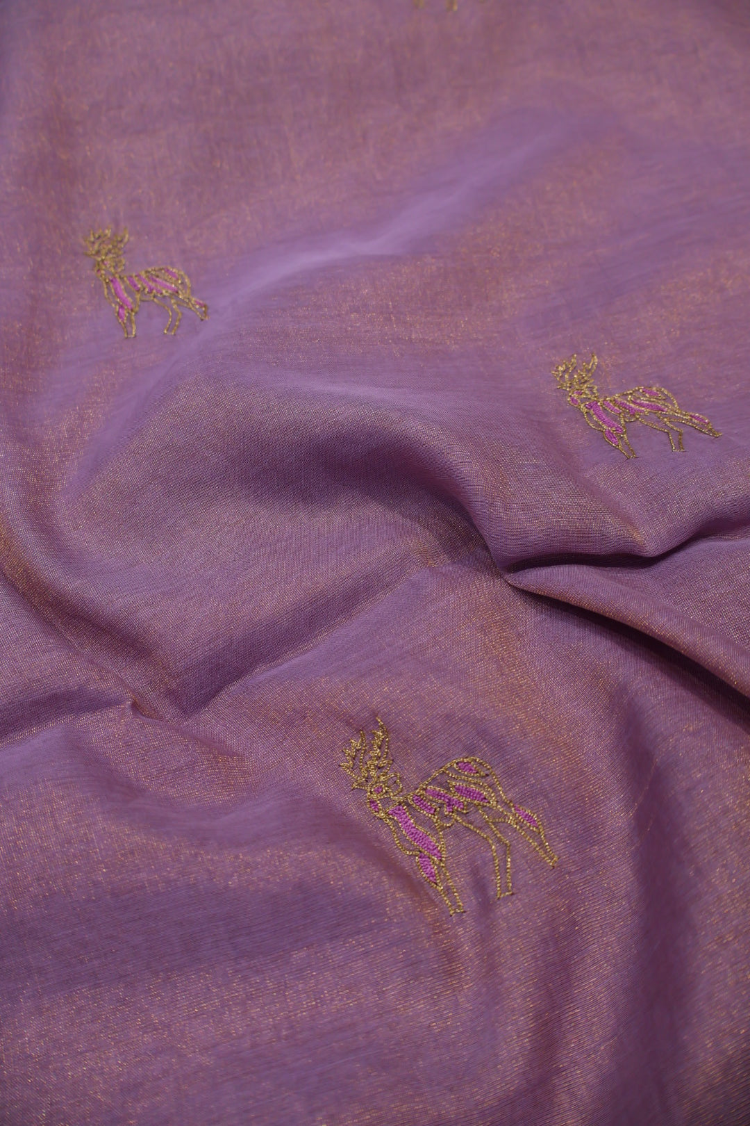 Purple Banarasi Pure Tissue Silk Hand Embroidered Unstitched Suit Set with Pure Tissue Stripes Dupatta The Banarasee Aura