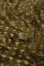 Mustard Olive Banarasi Pure Chanderi Silk Hand Blocked and Woven Unstitched Suit Set With Pure Chanderi Silk Hand Blocked Woven Dupatta The Banarasee Aura