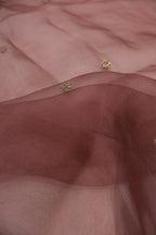 Rose Brown Banarasi Pure Tissue Stripes Hand Embroidered Unstitched Suit Set with Pure Organza Hand Embroidered Dupatta The Banarasee Aura