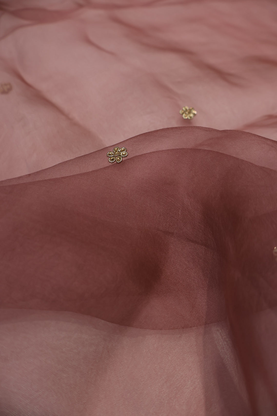 Rose Brown Banarasi Pure Tissue Stripes Hand Embroidered Unstitched Suit Set with Pure Organza Hand Embroidered Dupatta The Banarasee Aura