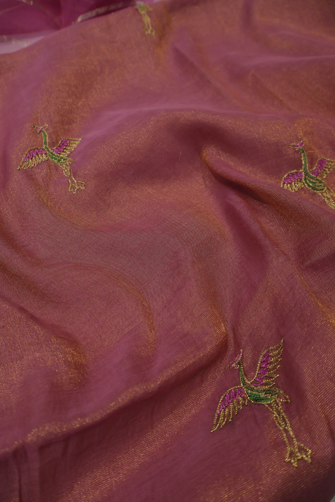 Purple Wine Banarasi Pure Tissue Silk Hand Embroidered Unstitched Suit Set with Pure Tissue Organza Stripes Dupatta The Banarasee Aura
