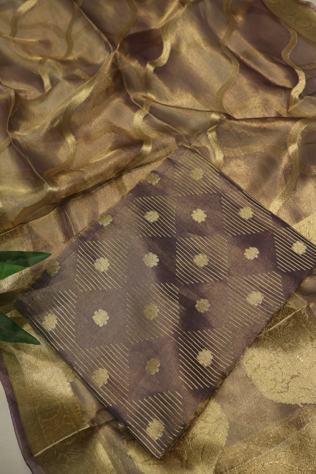 Purple Golden Banarasi Pure Tissue Silk Woven Unstitched Suit Set With Pure Tissue Silk Woven Rangkat Dupatta The Banarasee Aura