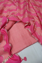 Pink Banarasi Pure Chiniya Silk Kadhwa Woven Unstitched Suit Set With Pure Chiniya Silk Woven Rangkat Dupatta The Banarasee Aura