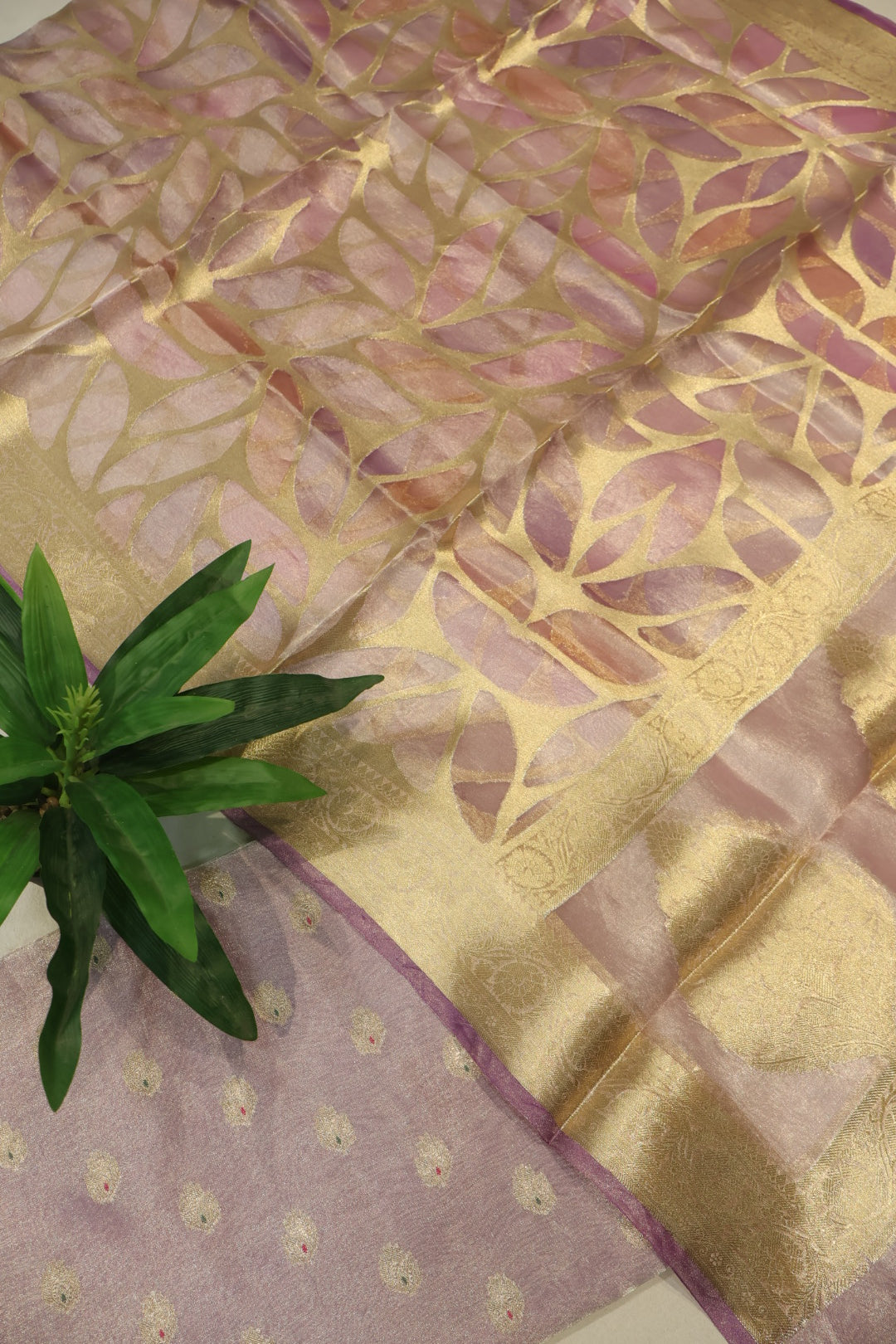 Onion Pink Silver Banarasi Pure Tissue Silk Meenakari Woven Unstitched Suit Set With Pure Tissue Silk Woven Rangkat Dupatta The Banarasee Aura