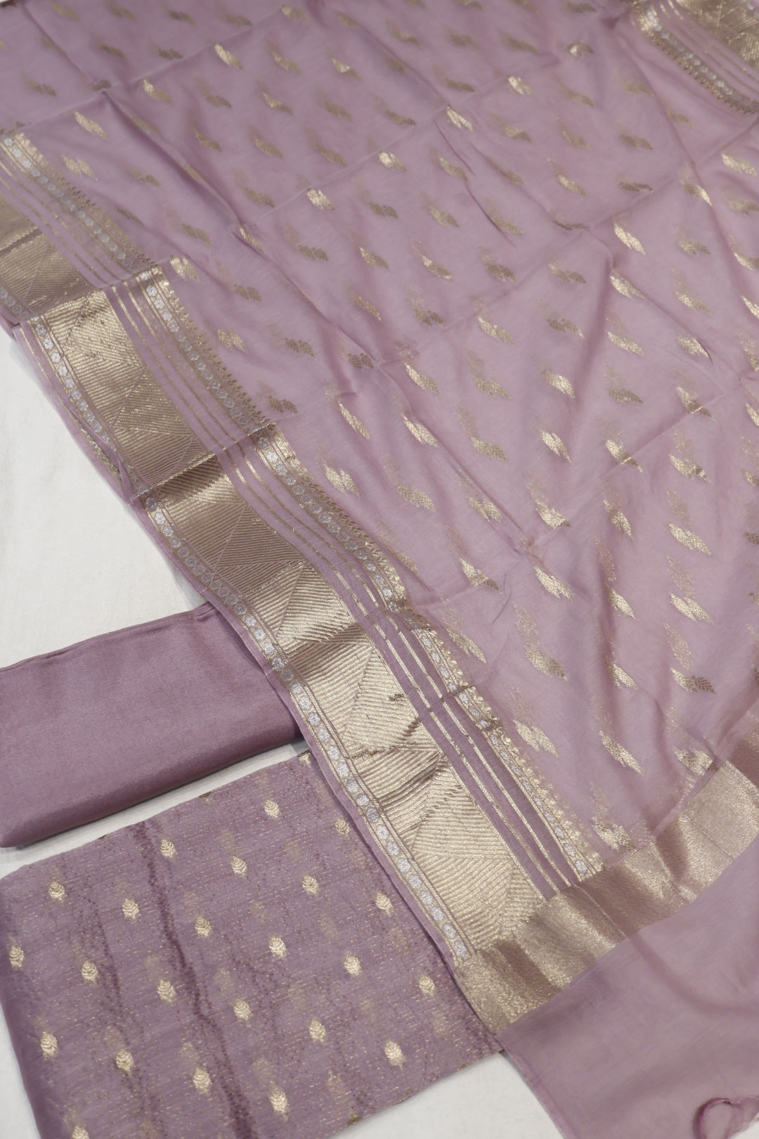 Purple Banarasi Pure Chanderi Silk Woven Unstitched Suit Set With Pure Chanderi Silk Sona Roopa Woven Dupatta The Banarasee Aura