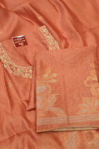 Peach Orange Chanderi Tissue Hand Embroidered Unstitched Suit Set with Chanderi Tissue Sona Roopa Dupatta The Banarasee Aura