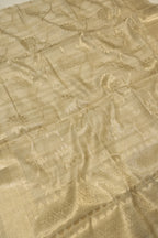 Beige Tussar Silk Hand Embroidered Unstitched Suit Set with Tussar Silk Woven Dupatta The Banarasee Aura