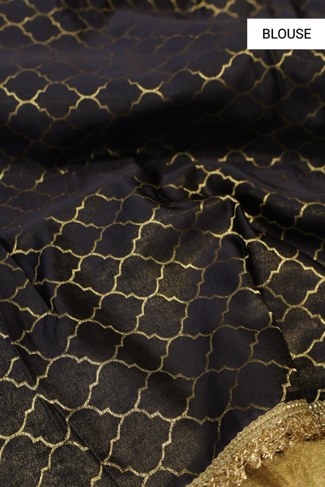 Antique Golden Pure Banarasi Tissue Silk Saree With Contrast Brocade Woven Blouse The Banarasee Aura