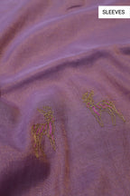 Purple Banarasi Pure Tissue Silk Hand Embroidered Unstitched Suit Set with Pure Tissue Stripes Dupatta The Banarasee Aura