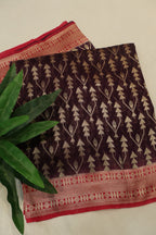 Deep Maroon Pure Mal Chanderi Banarasi Golden Zari Weaved Saree With Blouse The Banarasee Aura